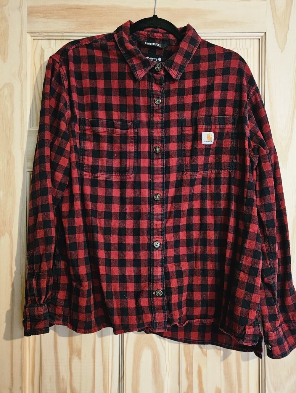 Womens Carhartt Red and Black Buffalo Plaid Work Shirt